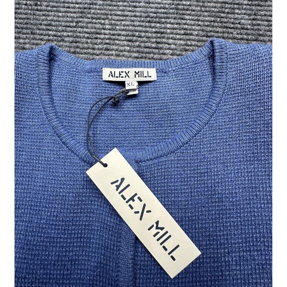 Alex Mill Cardigan Sweater Womens XL Blue Paris Waffle Knit Button Front Jacket - Picture 4 of 7